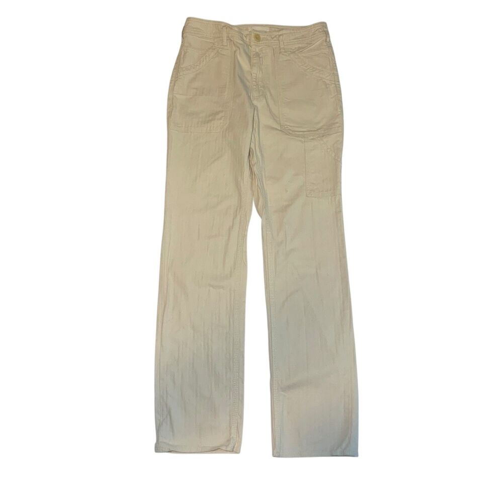 By Anthropologie Cream Straight Leg Carpenter Utility Pants 28 Casual Boho